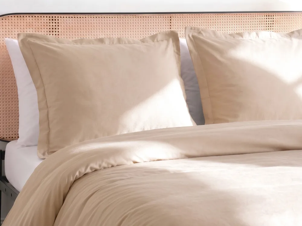 Duvet Cover Set PARKROSE 220 x 240 cm Sateen Cotton Beige_1071697