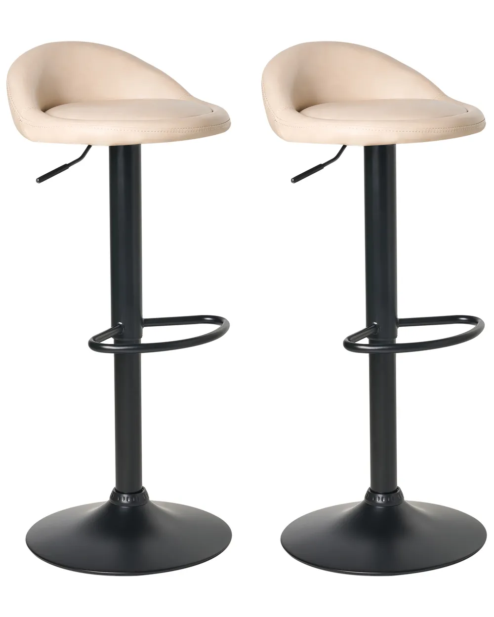 Set of 2 Bar Stools MEEDER Swivel Faux Leather Light Beige