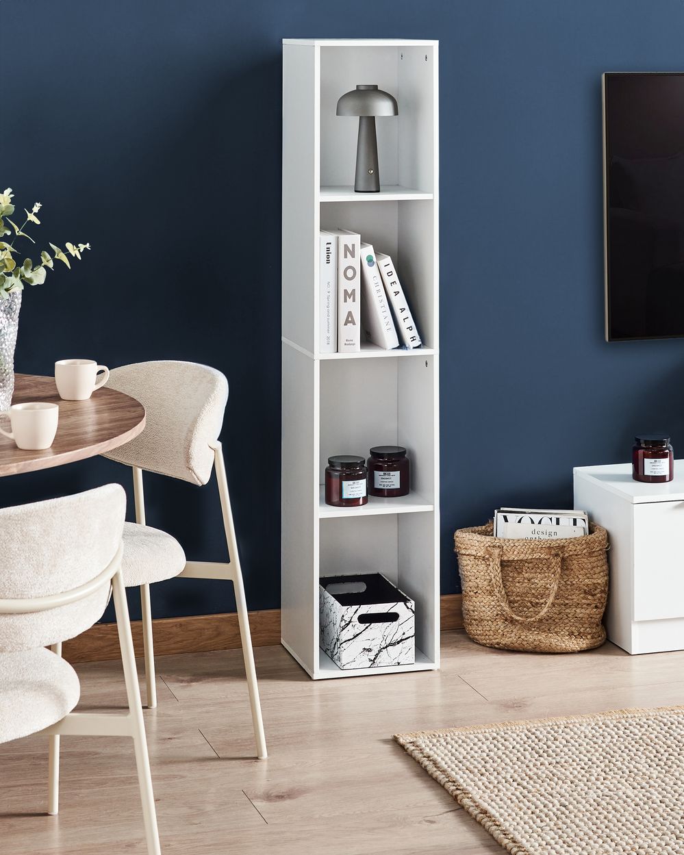 Bokhylle med 4 hyller WINNIPEG 143 cm Hvit