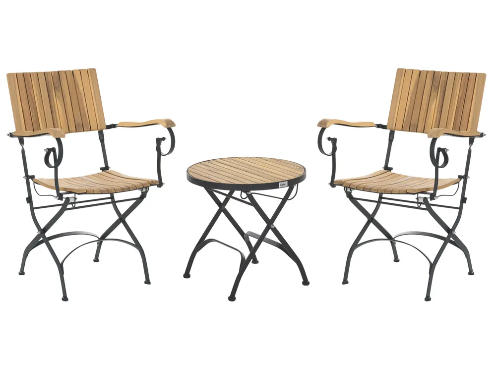 Bistro Set Folding LASCARI Acacia Wood Light Brown