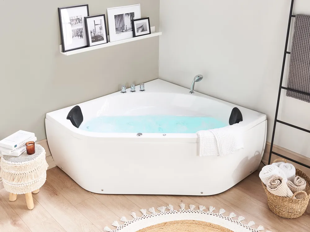 Corner Hot Tub with LED MEVES 1400 x 1400 mm White