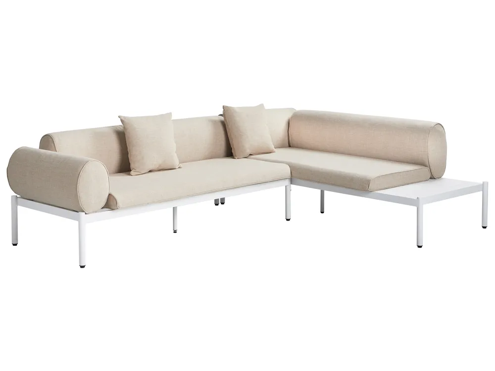 Ulkokulmasohva ja pöytä 5-istuttava RASIGLIA Metalli Beige Vasen_948067