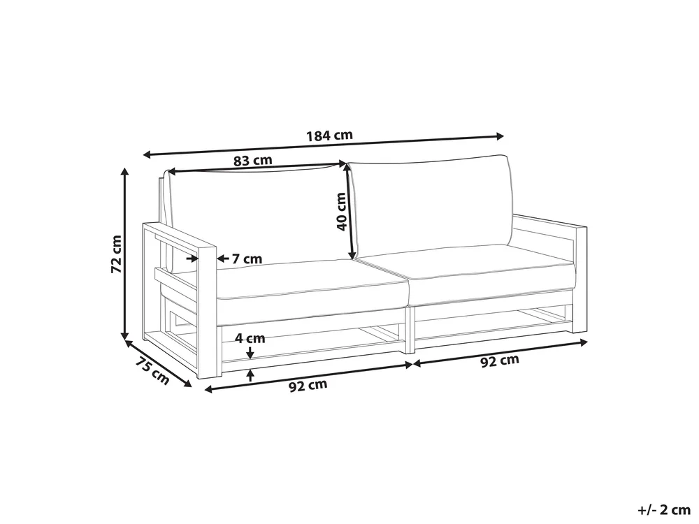 Garden Sofa 2 Seater TIMOR Modular Certified Acacia Wood Light Brown_906340