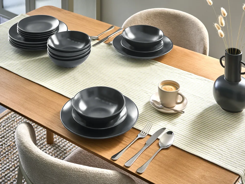 Set of 18 Dinnerware VIVANI Stoneware Black_1041945