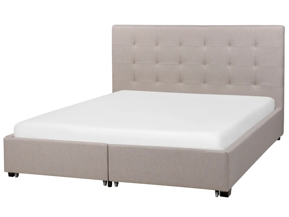 Bed with Storage Drawers LA ROCHELLE Fabric Light Grey 160 x 200 cm (EU King Size)_745670