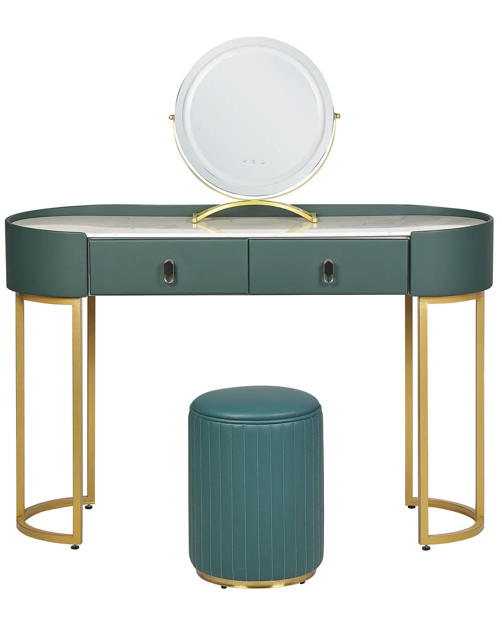 Dressing Table with Mirror and Stool VINAX LED Dark Green_845128