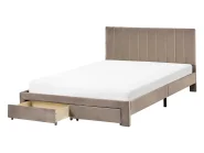 Bed with Storage Drawers LONZAC Velvet Taupe 140 x 200 cm (EU Double)_1014828