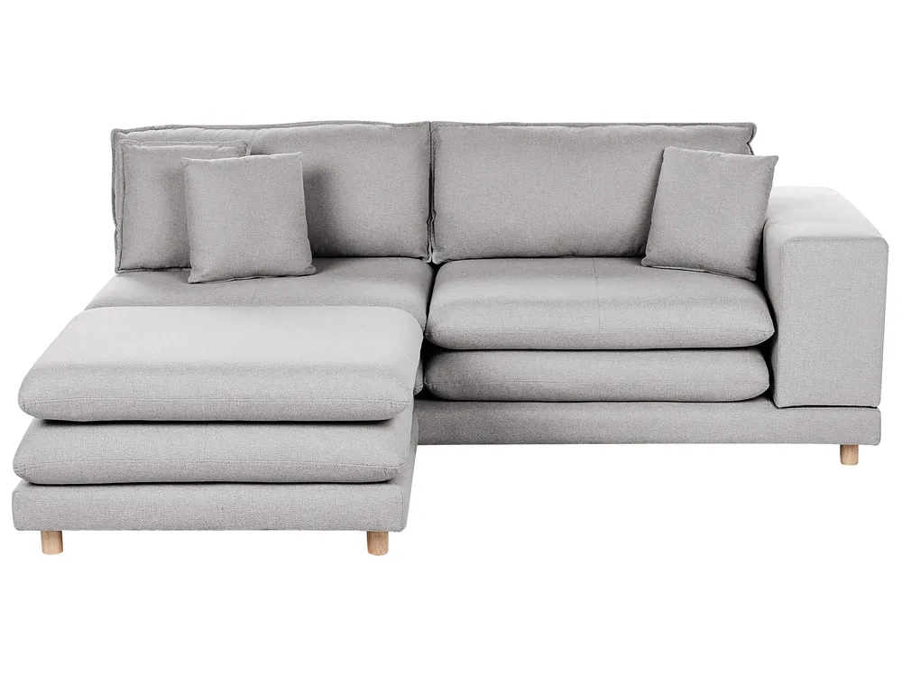 Sofa 2 Seater HEDEN with Ottoman Fabric Grey_950668