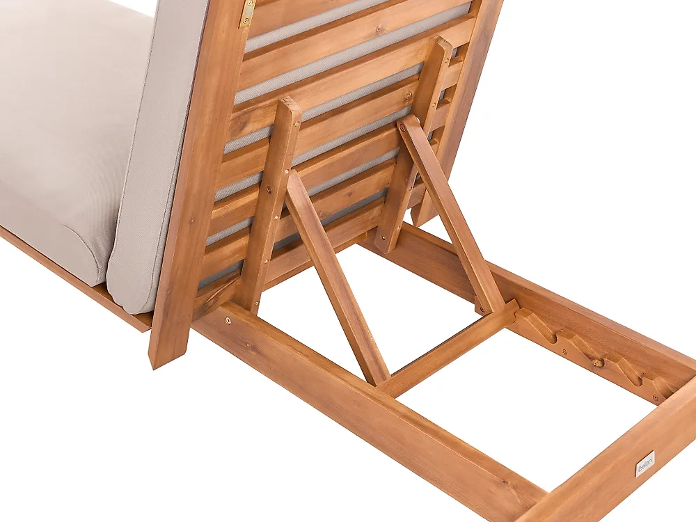 Sun Lounger with Cushion LATERZA  Reclining Certified Acacia Wood Taupe_1165879