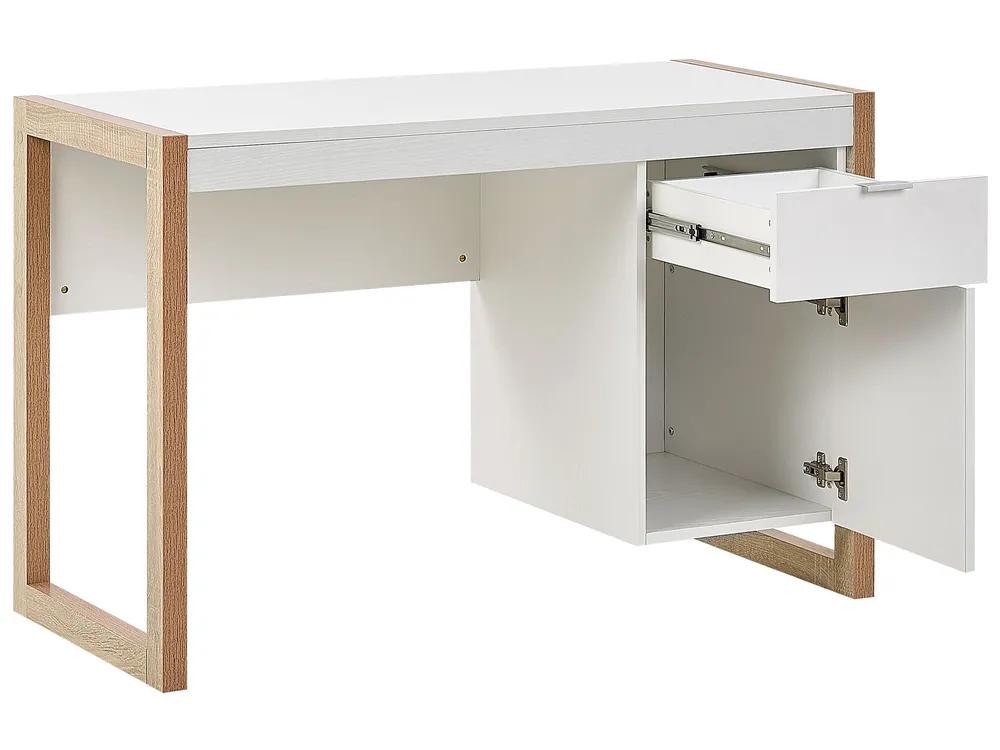 Home Office Desk JOHNSON 112 cm 50 cm with Storage Brown/ White_790283