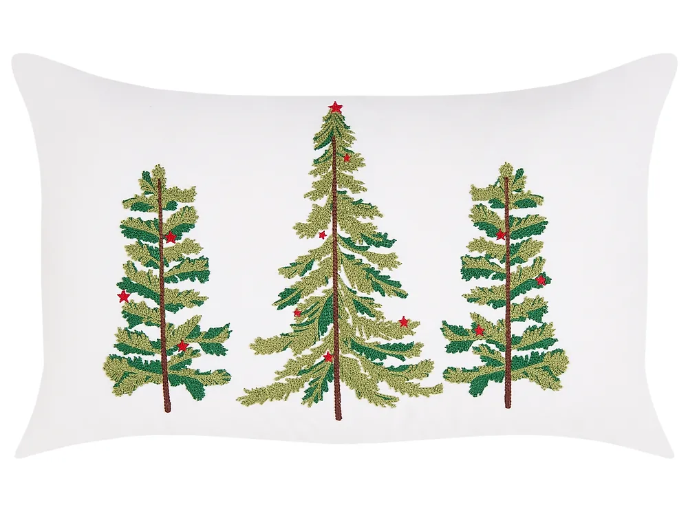 Koristetyynysetti 3 kpl ZIVEN 30 x 50 cm 45 x 45 cm Puuvilla Valkoinen Joulukuvio_1164557