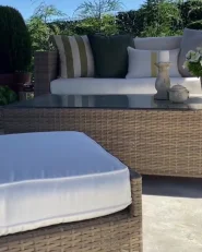Garden Lounge Set with Table and Ottoman 5 Seater BELLUNO PE Rattan White_874273