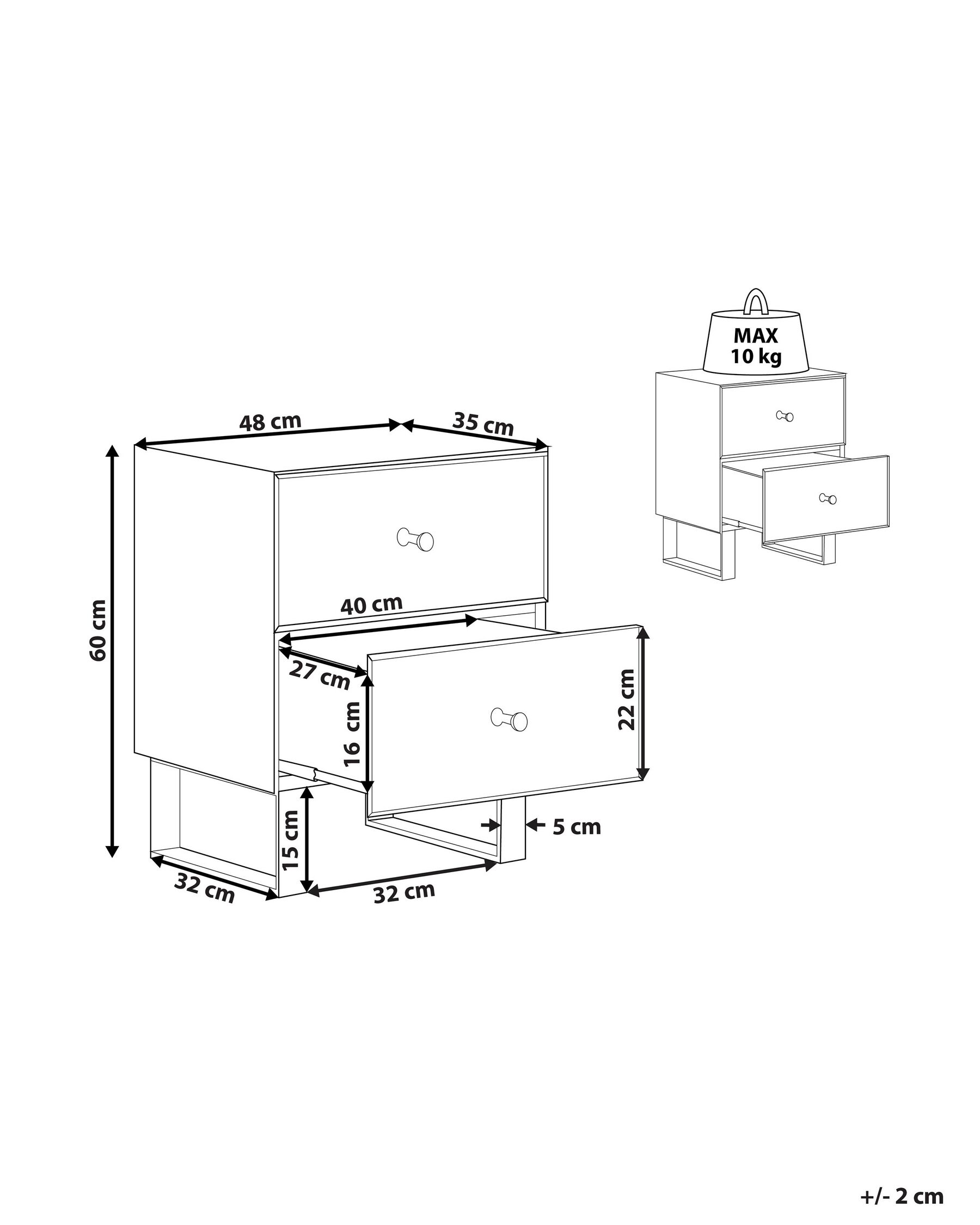 2 Drawer Bedside Table NESLE Glass Mirrored Silver_817851