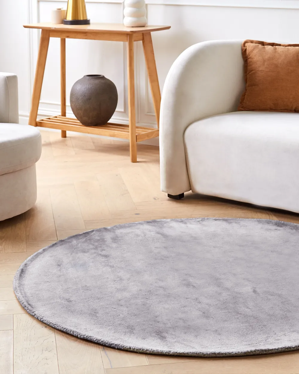 Rug GESI II Light Grey ø 140 cm Viscose