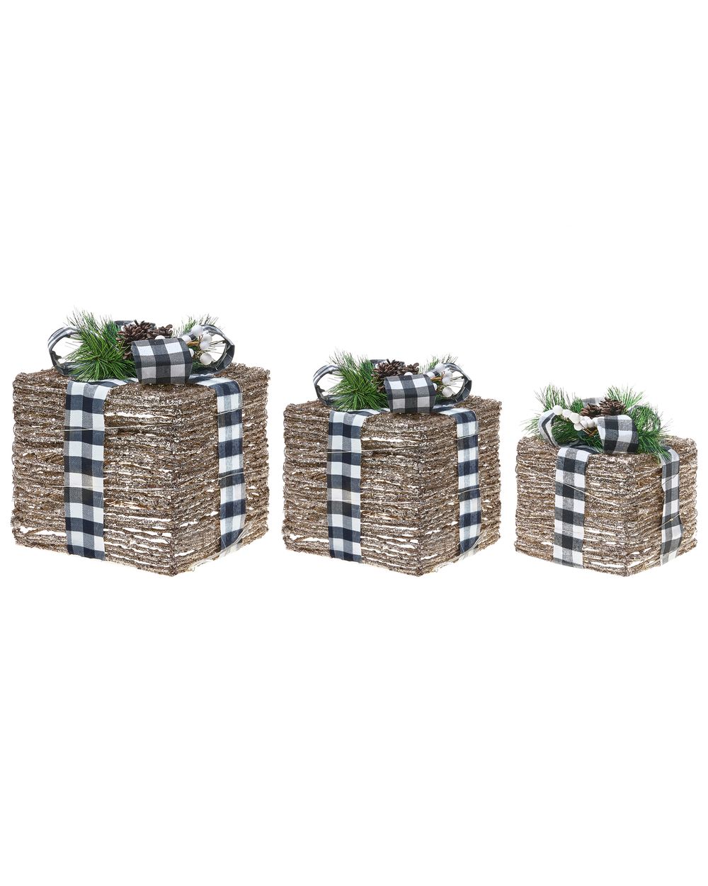 Set of 3 Christmas Decorations LED ARRESKOV 20/25/30 cm Christmas Gifts Brown