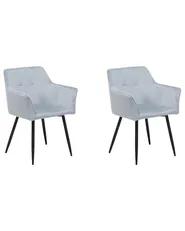 Set med 2 matstolar JASMIN Sammet Ljusgrå_710937