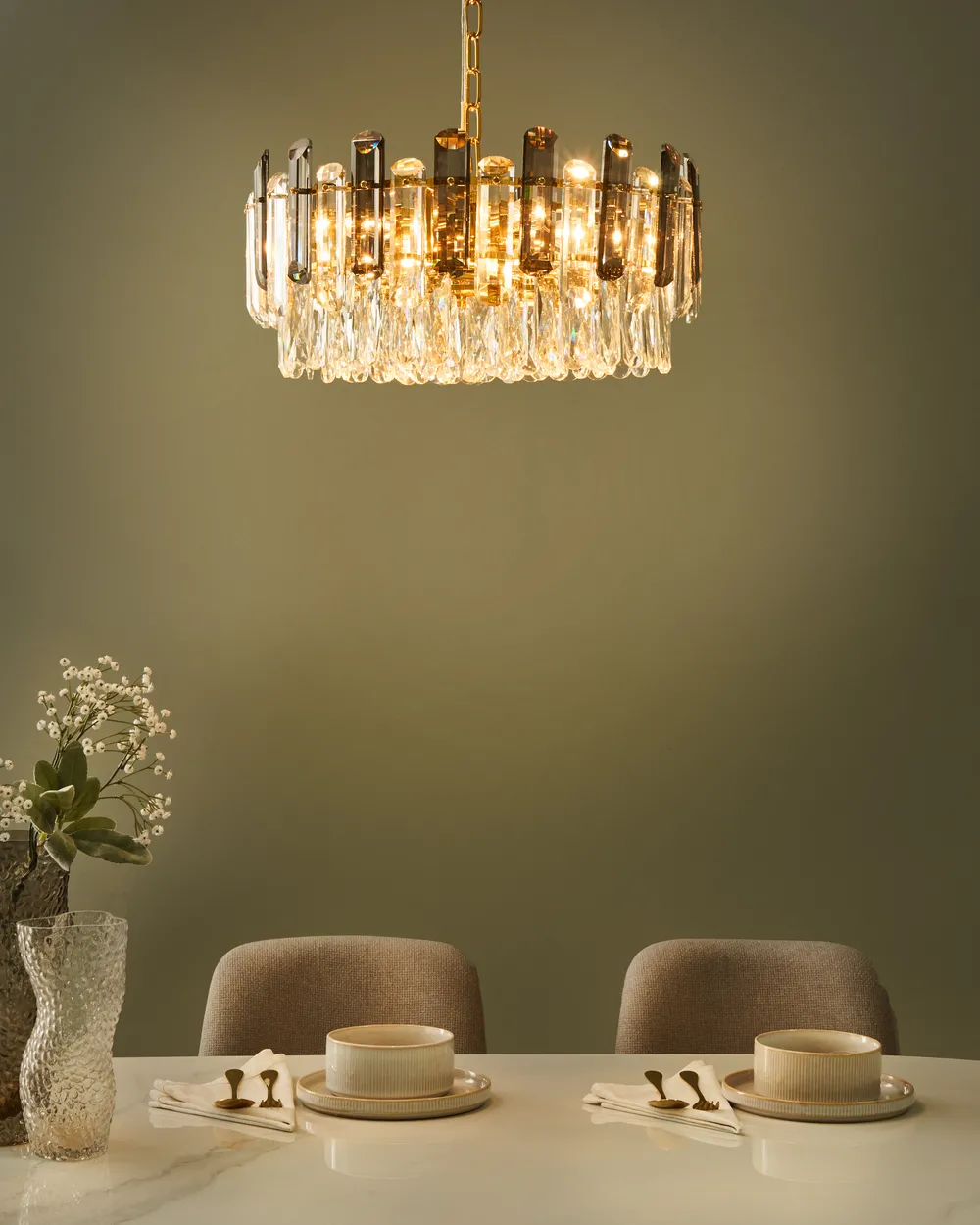 Chandelier MANTARO Glass Gold
