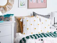 Set of 2 Decorative Cushions AZALIA 45 x 45 cm Cotton White Floral Pattern_913187