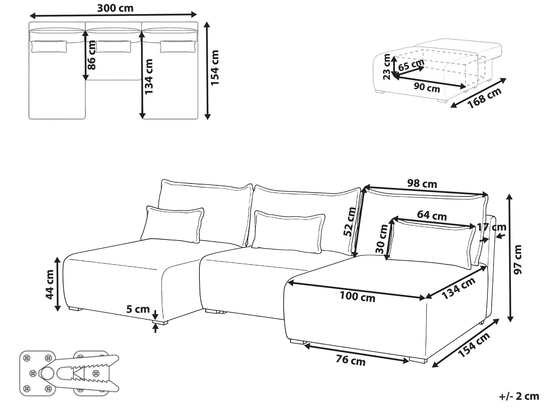 Modulär U-formad soffa NERBO Ljusgrön_1035399