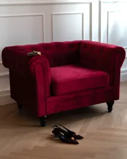 Nojatuoli CHESTERFIELD Sametti Viininpunainen_1182609