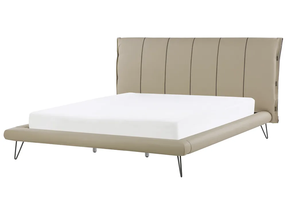Bed Faux Leather BETIN 180 x 200 cm (EU Super King) Sand Beige