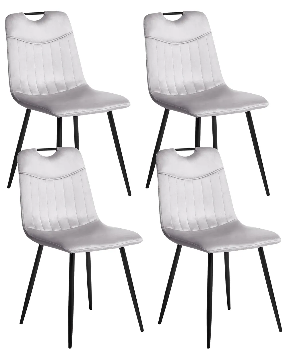 Set of 4 Dining Chairs ARGYLE Velvet Light Grey