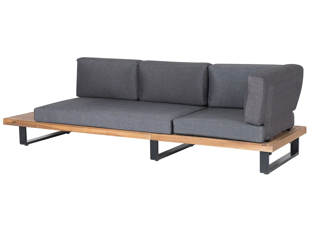 Garden Corner Sofa with Table 5 Seater MYKONOS Certified Acacia Wood Dark Grey Right Hand_737847