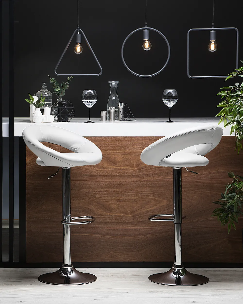 Set of 2 Bar Chairs PEORIA Swivel Faux Leather White