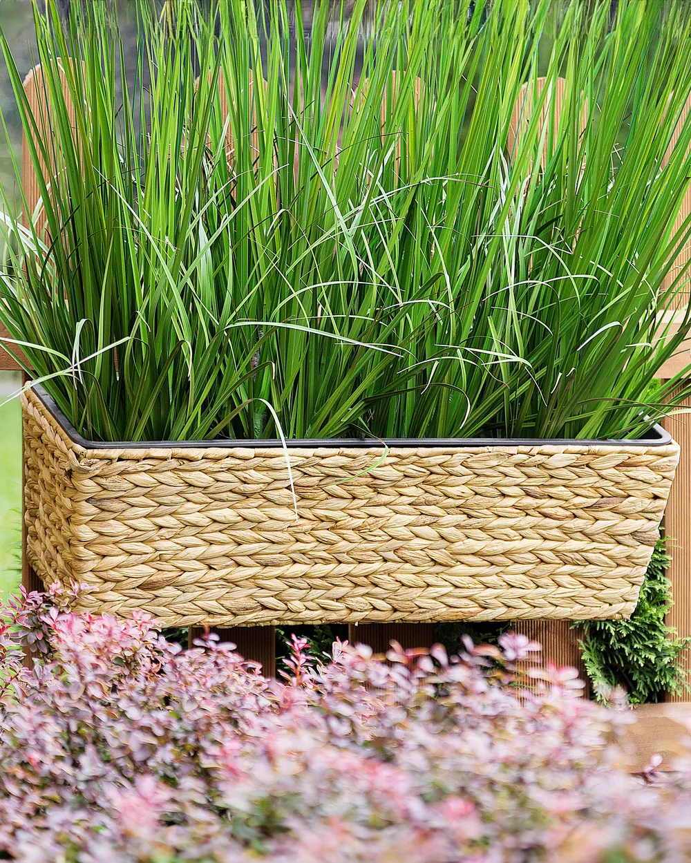 Plant Pot KAWALA 60 cm Water Hyacinth Sand Beige