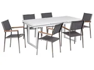 Garden Dining Set 6 Seater VALCANETTO/GROSSETO Metal Grey/ White_938332