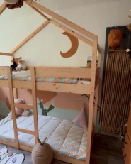 Bunk Bed House Pine Wood LABATUT 90 x 200 cm (EU Single) Light Brown_992583