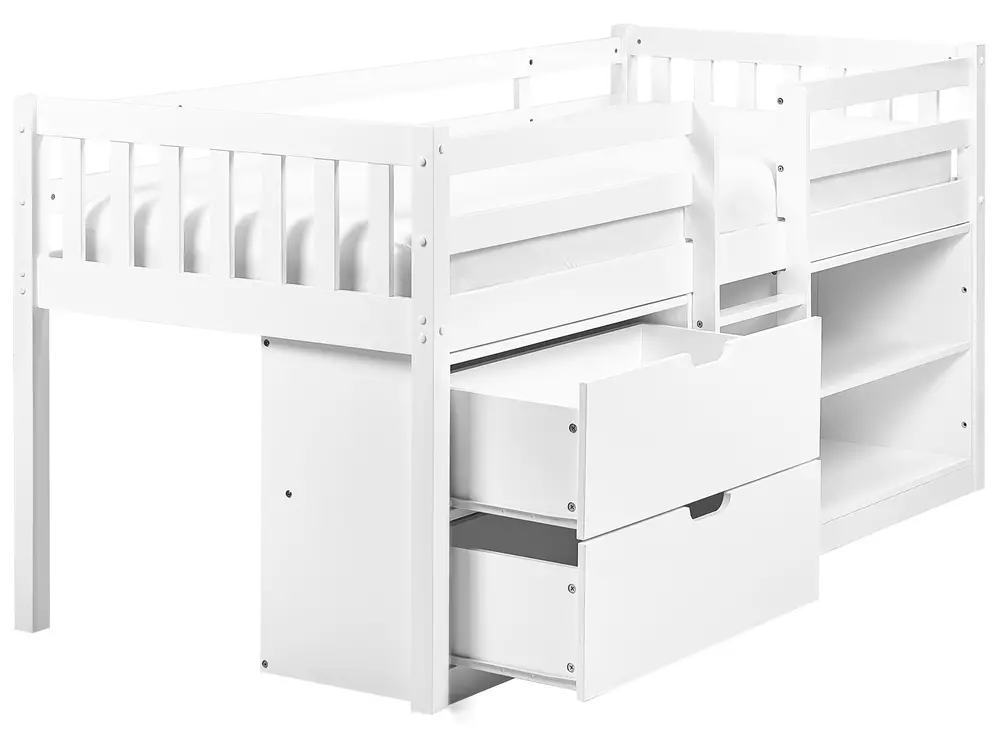 Mid Sleeper Bed Wood SUSVILLE 90 x 200 cm (EU Single) White