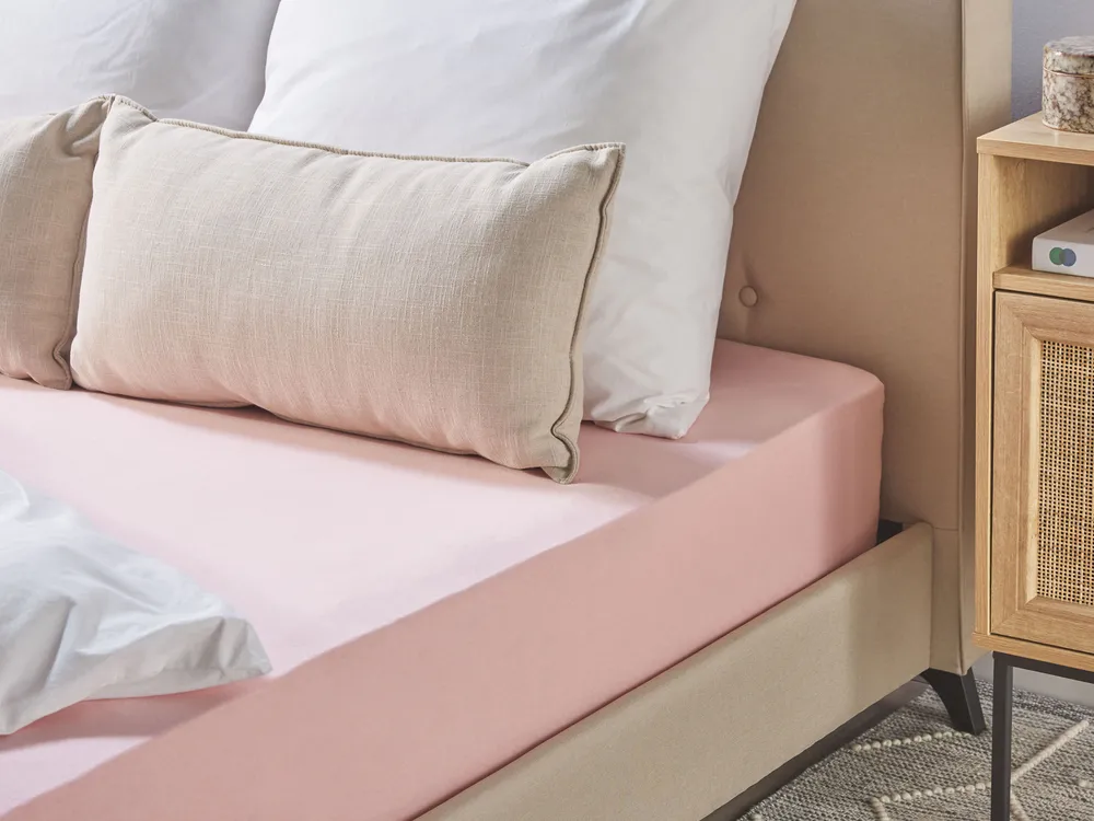 Fitted Sheet HOFUF 180 x 200 cm Cotton Pink