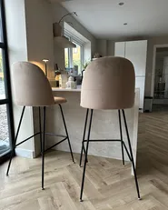Set of 2 Bar Chairs ARCOLA Velvet Taupe_957155