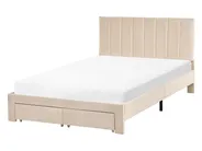 Bed with Storage Drawers LONZAC Velvet Beige 120 x 200 cm (EU Small Double)_1014604