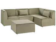 Modular Corner Sofa 4 Seater LEMVIG with Ottoman Corduroy Green Left Hand_875779