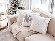 Set of 3 Decorative Cushions NORIN 45 x 45 cm White Christmas Motif_1164582