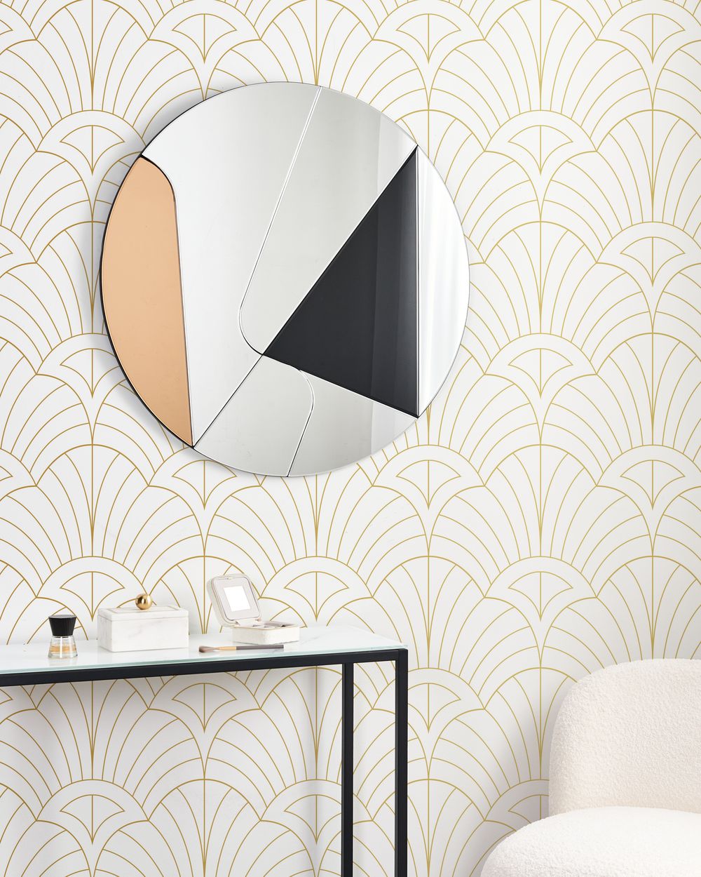 Väggspegel TROUVILLE 80 cm 80 cm Svart/ Guld