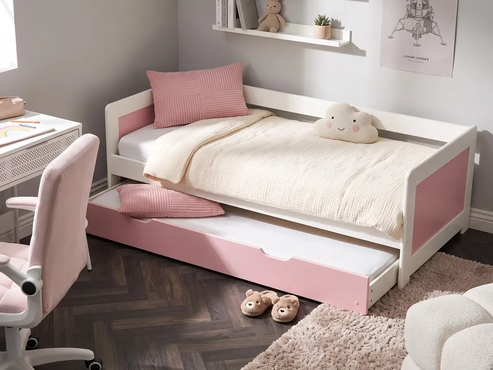Trundle Bed Pine Wood GRAVELINES 90 x 200 cm (EU Single) Pink