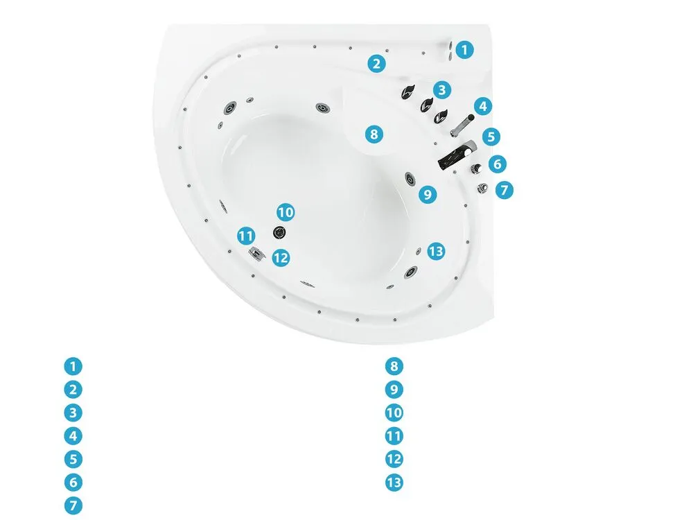 Hjørneboblebad med LED PELICAN 206 x 165 cm Hvit_796438