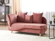 Left-Hand Chaise Longue MERI with Storage Velvet Pink_931638
