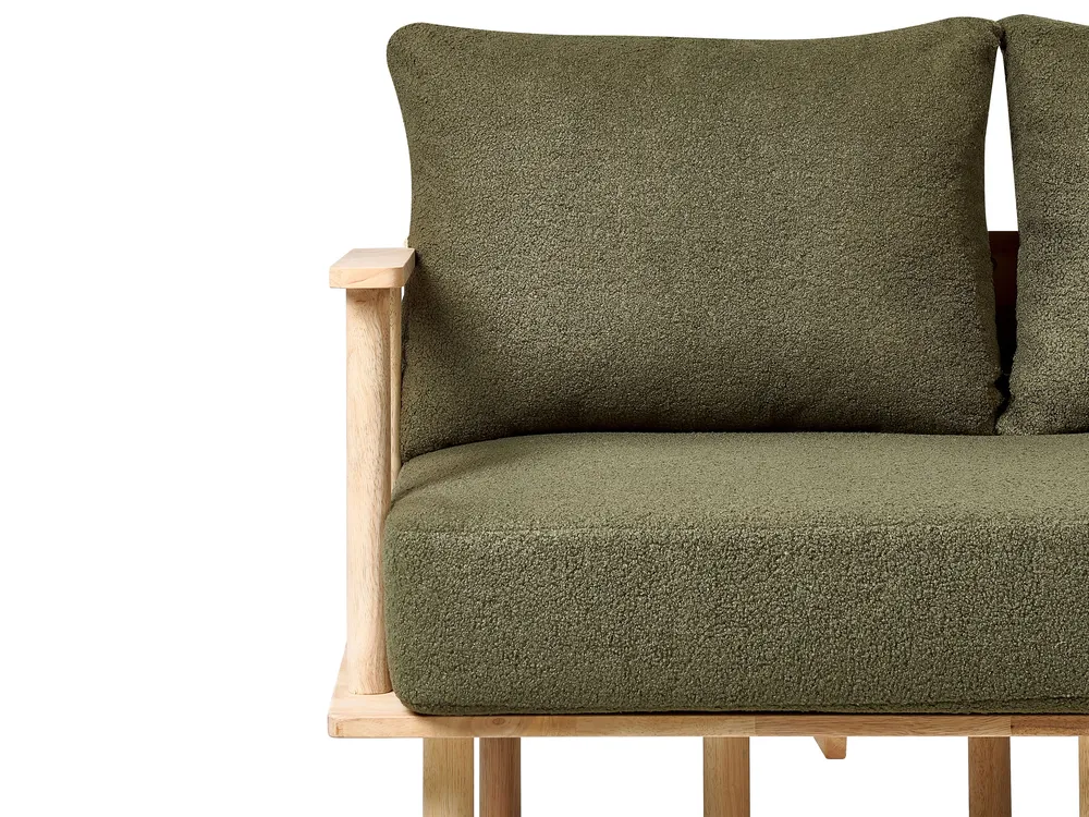 Living Room Set 3 Seater ASKER Boucle Dark Green_932702