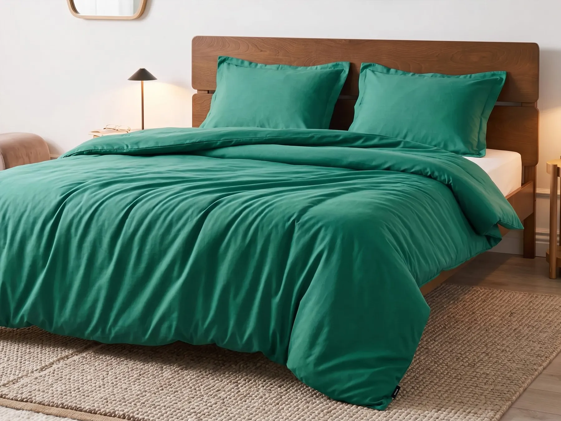 Duvet Cover Set PARKROSE 200 x 200 cm Sateen Cotton Green_1071718