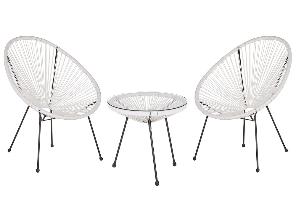 Bistro Set ACAPULCO II PE Rattan White