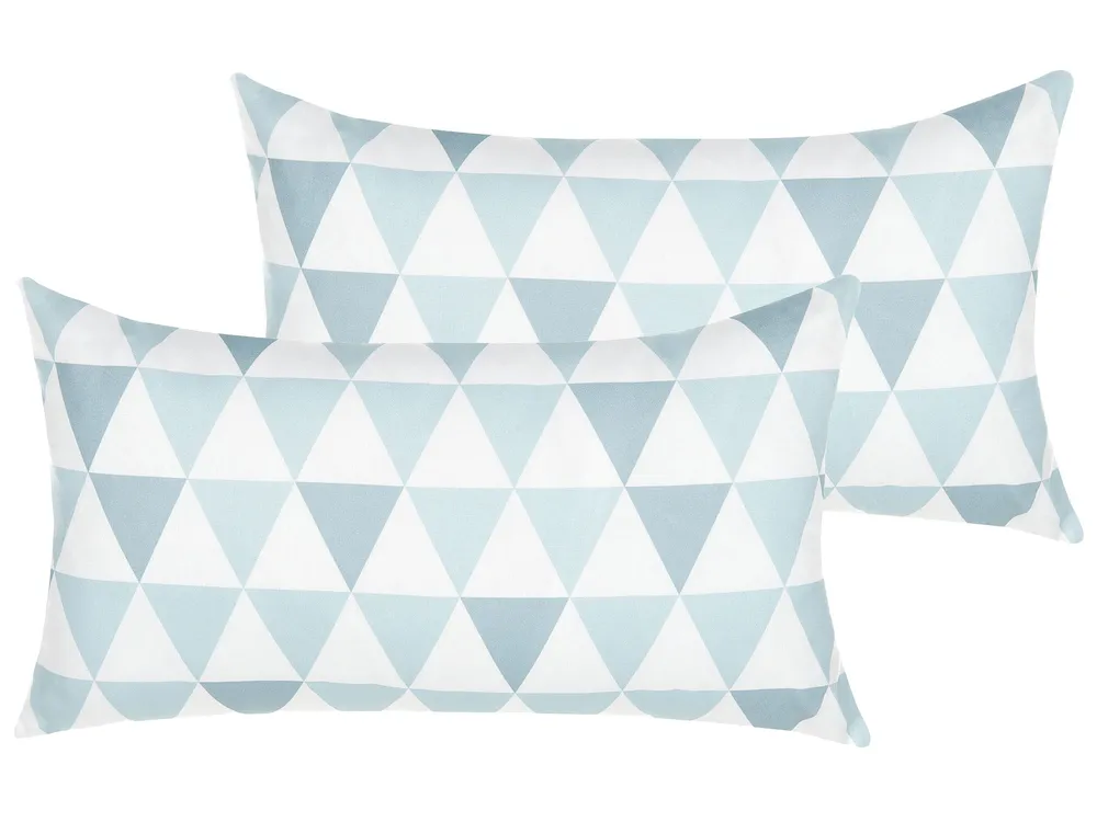 Set of 2 Outdoor Cushions TRIFOS Geometric Pattern 40 x 70 cm Blue