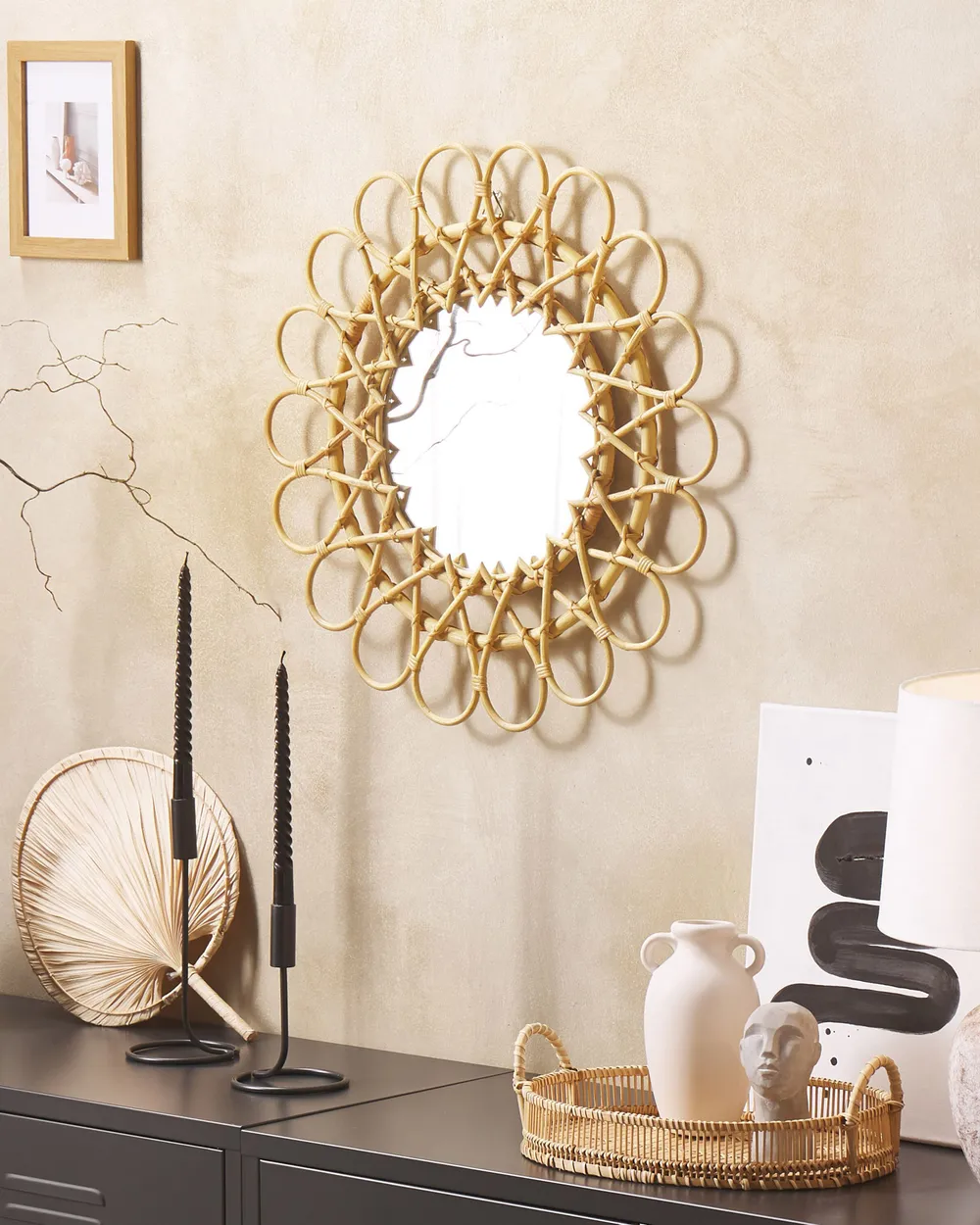 Wall Mirror BABAI 60 cm 60 cm Rattan Natural