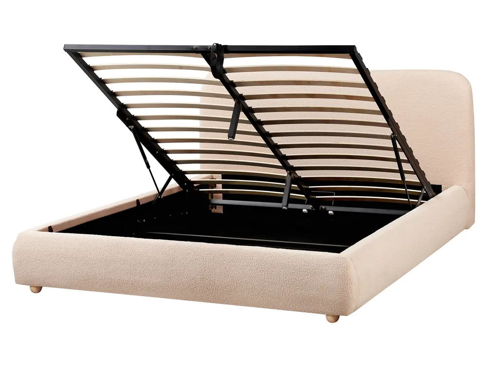 Ottoman Bed BLAGNAC Boucle Beige 160 x 200 cm (EU King Size)_960587