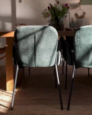 Set of 2 Dining Chairs ALBEE Fabric Dark Green_990382