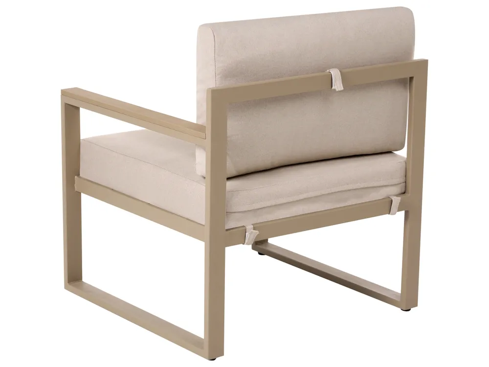 Trädgårdssoffgrupp med bord och fotpall 2-sits NOCI Modulär Metall Beige_1026728