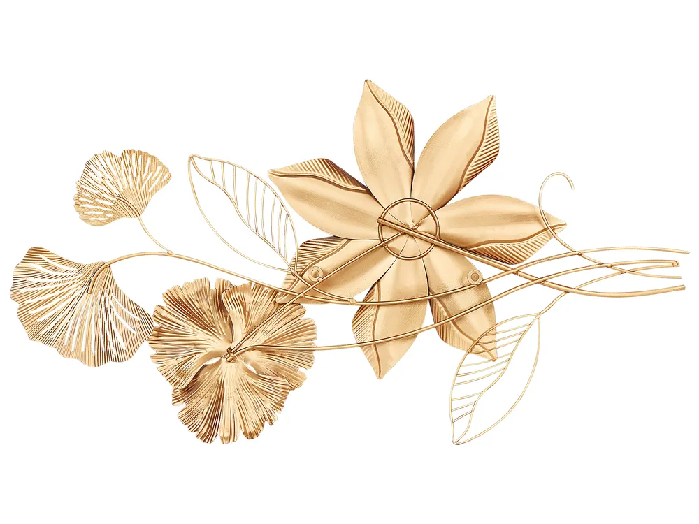 Väggdekoration Blomma EUROPIUM Metall 46 cm Guld_933885